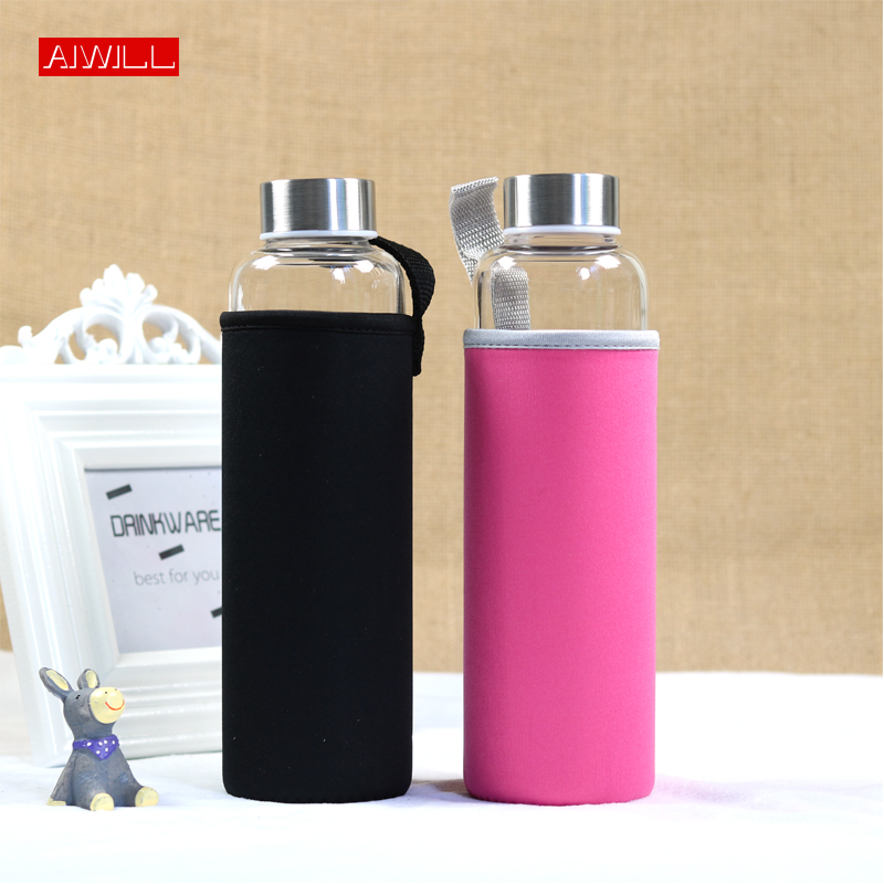 Outdoor Sport Glass Water Bottle - AIWILL 보호 가방이 달린 유리 스포츠